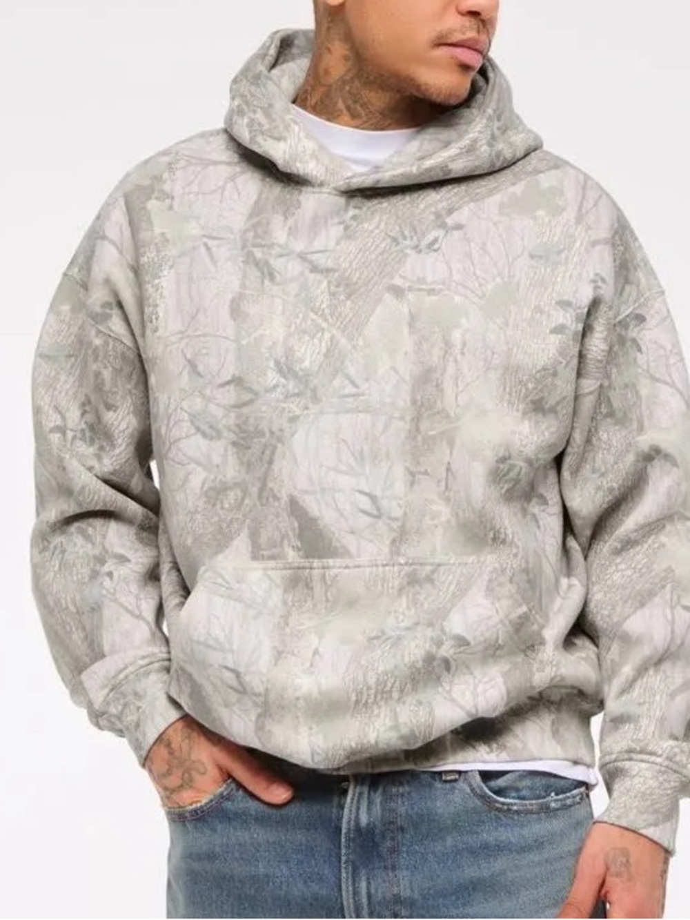 Abercrombie & Fitch Gray Camouflage Hoodie
